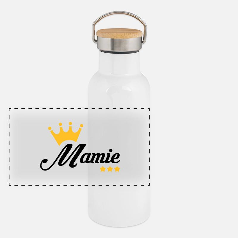 Mamie / Mamy / Grand Mere / Grand-Mère / Bébé Gourde isotherme avec bouchon en bambou