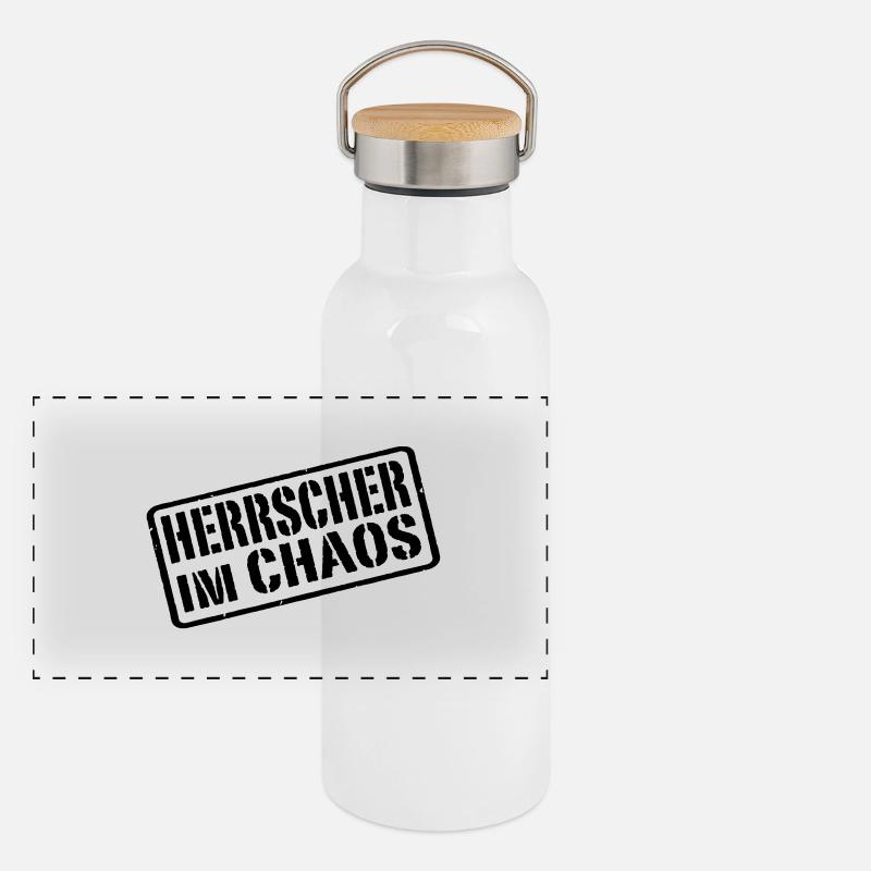 Herrscher im Chaos Panorama Thermosflasche mit Bambusdeckel