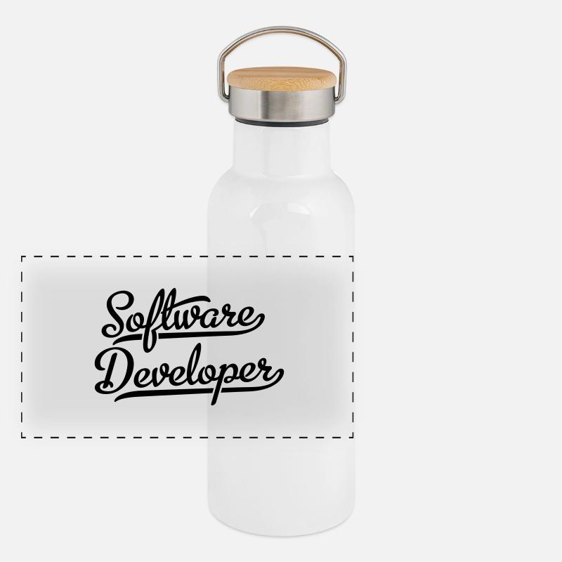 Software Developer Panorama Thermosflasche mit Bambusdeckel
