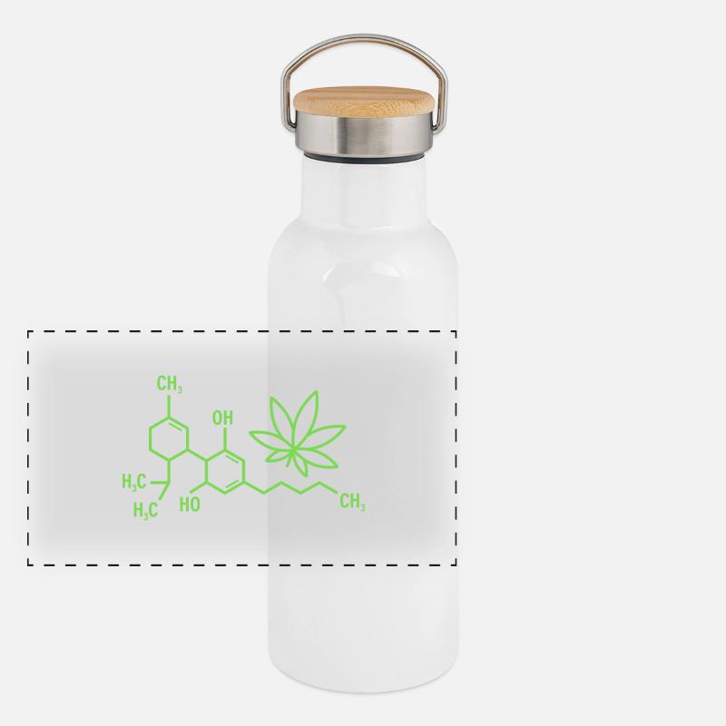 THC Formula with Cannabis Leaf Panoramic Thermal Bottle with Bamboo Lid