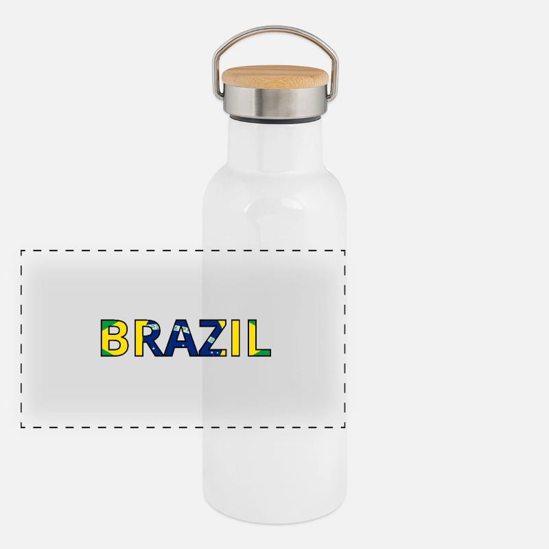 Drapeau Brazil Gourde isotherme avec bouchon en bambou
