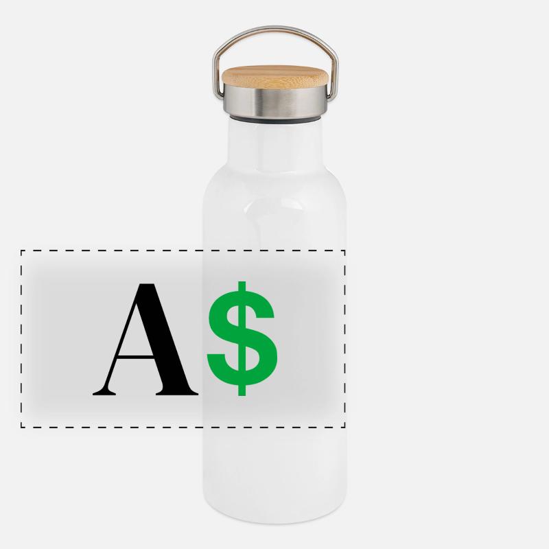 Lettre a dollar Gourde isotherme avec bouchon en bambou