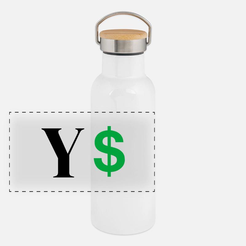 Buchstabe y Dollar Panorama Thermosflasche mit Bambusdeckel