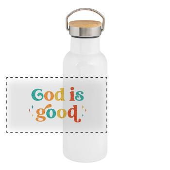 God is good! Christian Gifts & Clothes - Panoramic Thermal Bottle with Bamboo Lid - white - Front