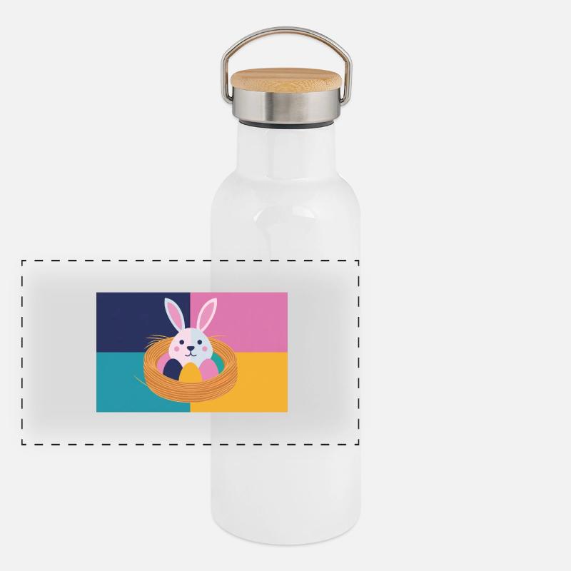 Lapin de Pâques n°05 Gourde isotherme avec bouchon en bambou