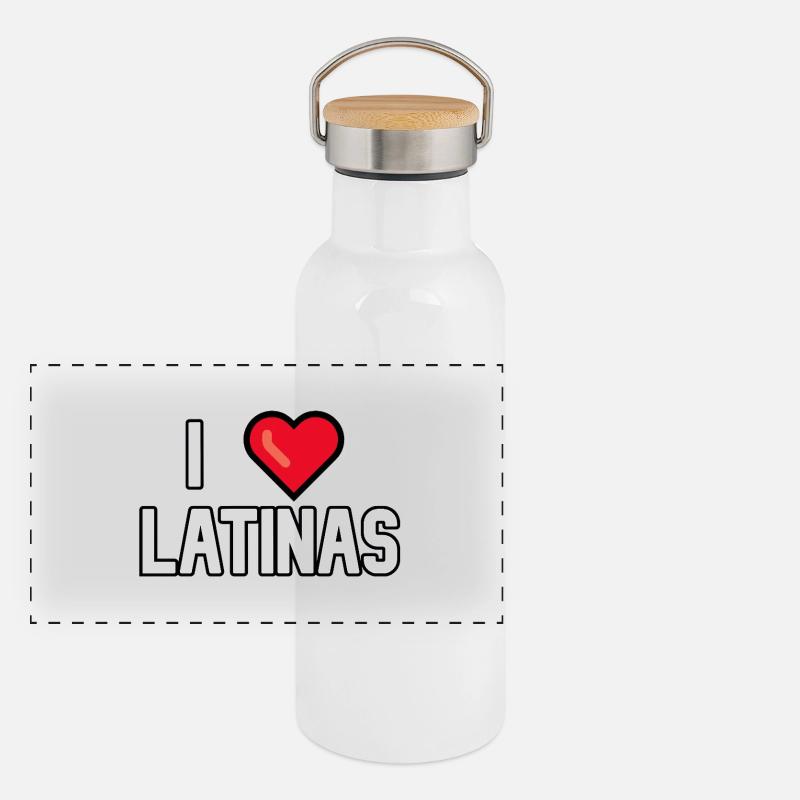 Ich liebe Latinas Panorama Thermosflasche mit Bambusdeckel