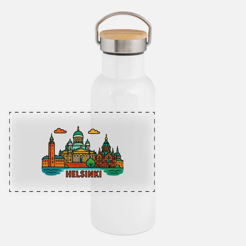 Helsinki Gourde isotherme avec bouchon en bambou