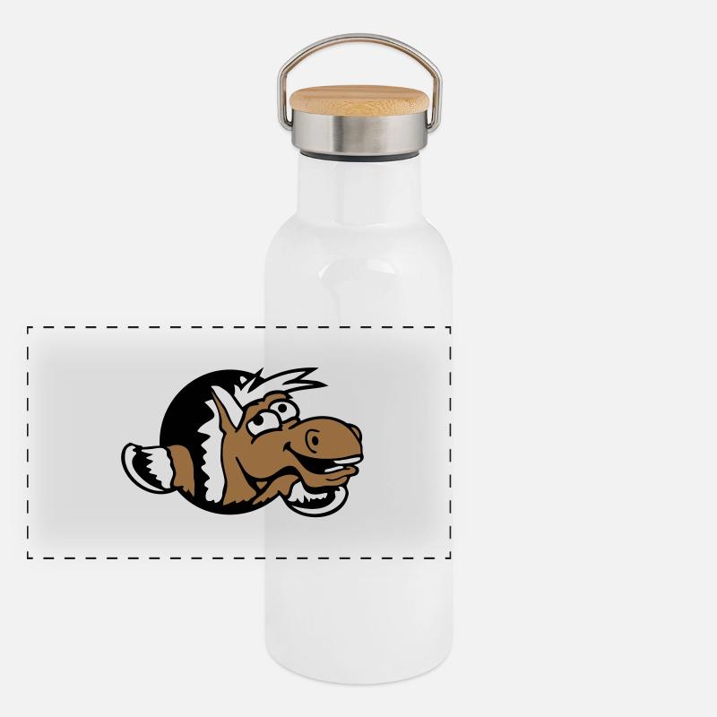Horse Funny Crazy Hole Laughing Comic Riding Fun Panoramic Thermal Bottle with Bamboo Lid