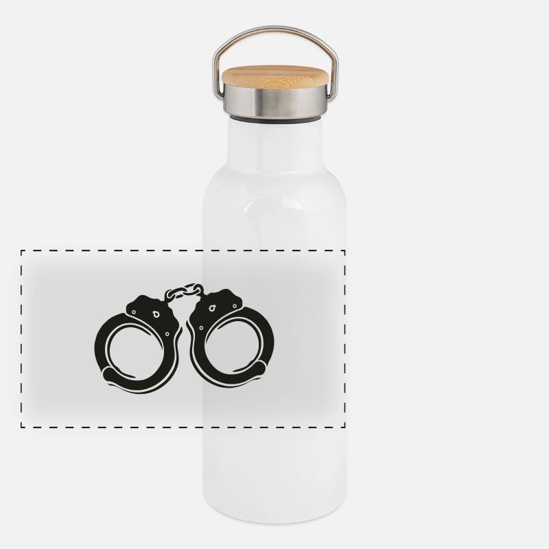 handschellen Panorama Thermosflasche mit Bambusdeckel
