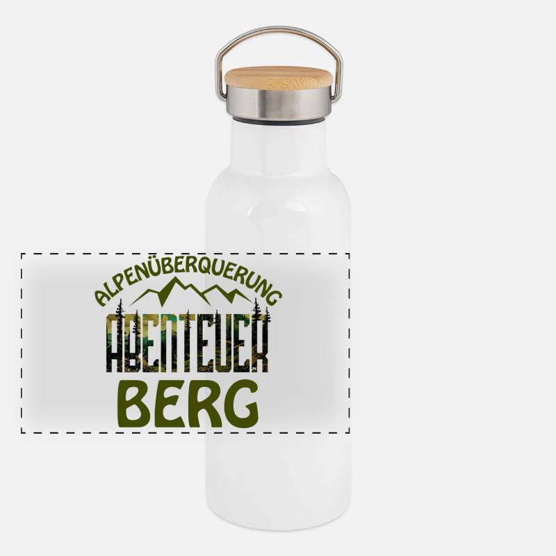 Alpenüberquerung - Abenteuer Berg - E5 Panorama Thermosflasche mit Bambusdeckel