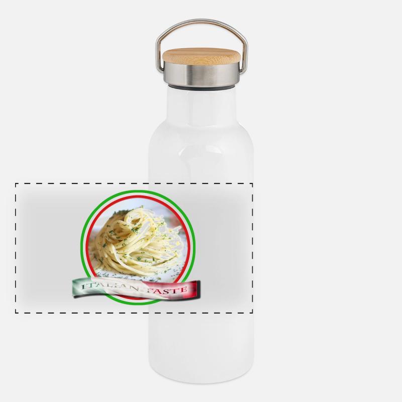 Spaghetti, Italian taste Panoramic Thermal Bottle with Bamboo Lid