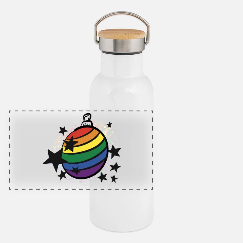 Boule arc-en-ciel / Noël / Étoiles / Noël Gourde isotherme avec bouchon en bambou
