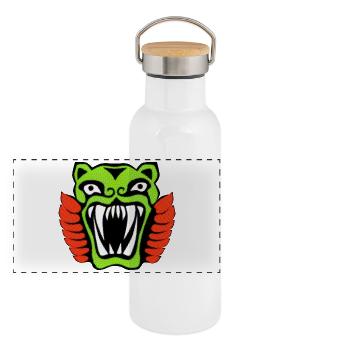Tiger illustration magic jungle ancient style - Panorama Thermosflasche mit Bambusdeckel - Weiß - Vorne