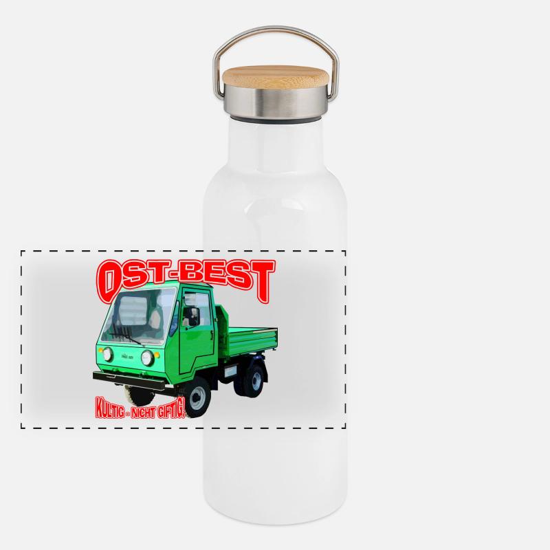 Multicar M25 bunt Panorama Thermosflasche mit Bambusdeckel