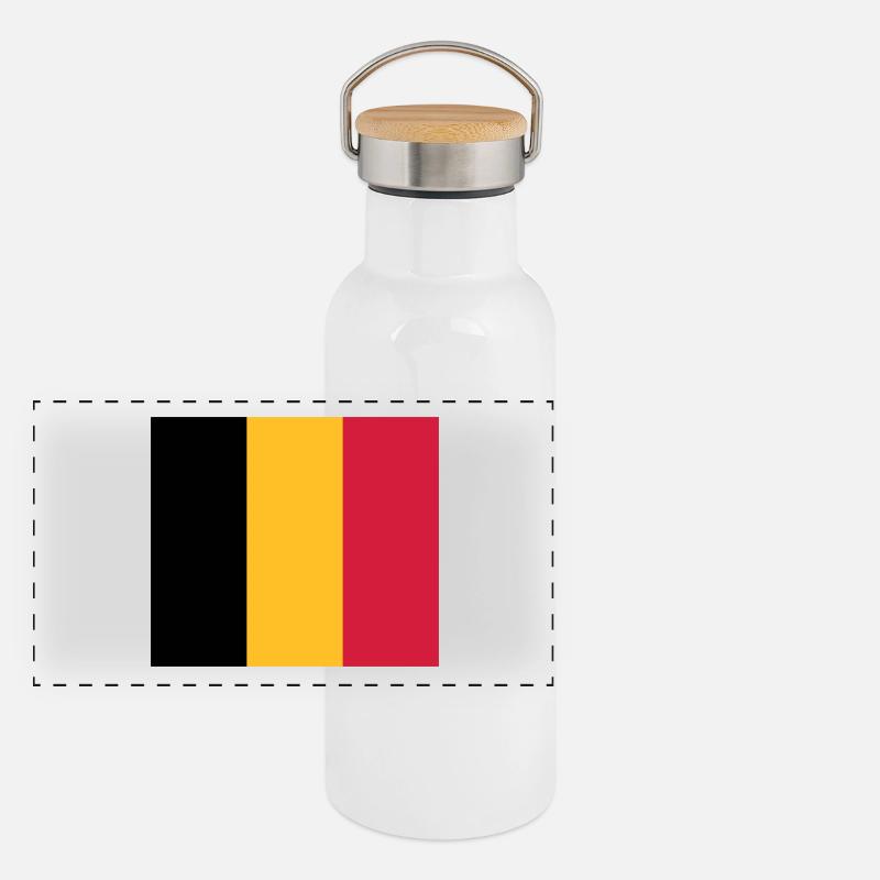 Nationalflagge von Belgien Panorama Thermosflasche mit Bambusdeckel