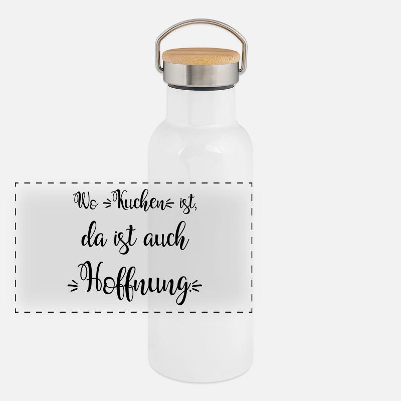 Kuchen ist Liebe! Panorama Thermosflasche mit Bambusdeckel