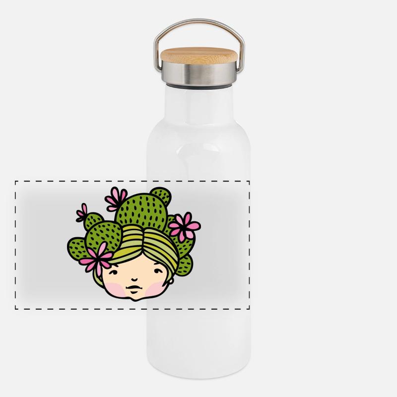 Kaktusse Panorama Thermosflasche mit Bambusdeckel