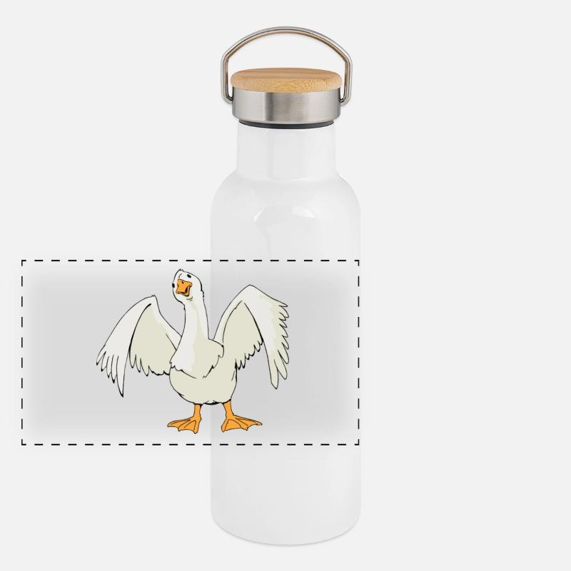 Gans Comic Panorama Thermosflasche mit Bambusdeckel