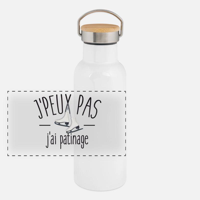Je peux pas j'ai patinage Gourde isotherme avec bouchon en bambou