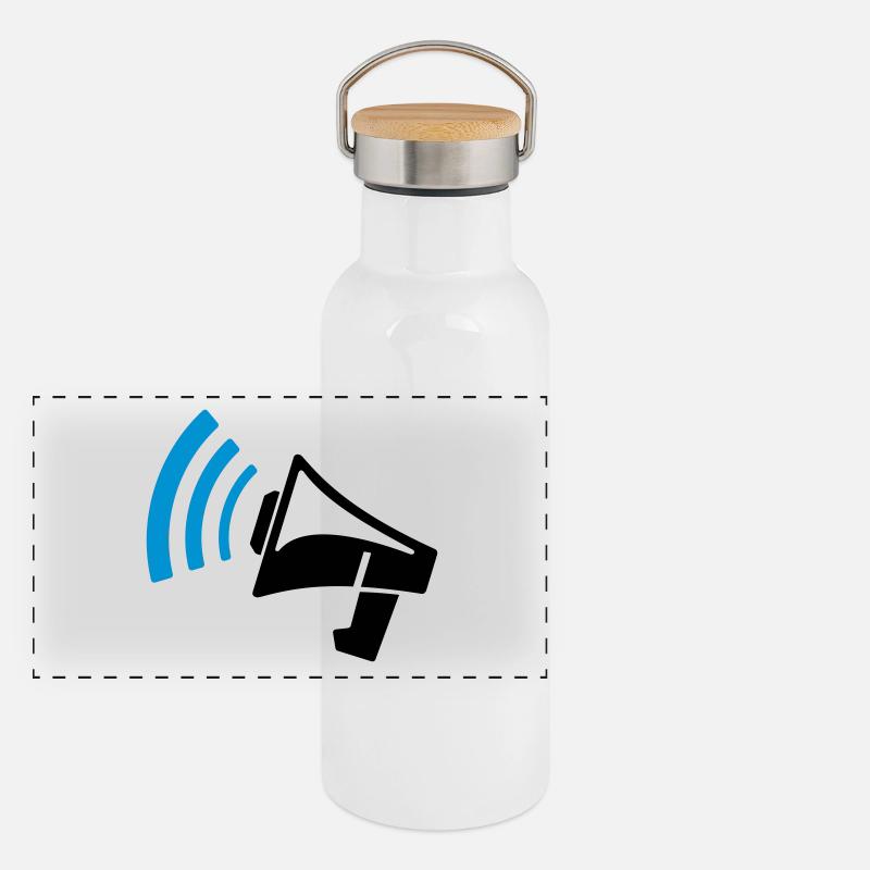 Megaphon Geschenk Panorama Thermosflasche mit Bambusdeckel