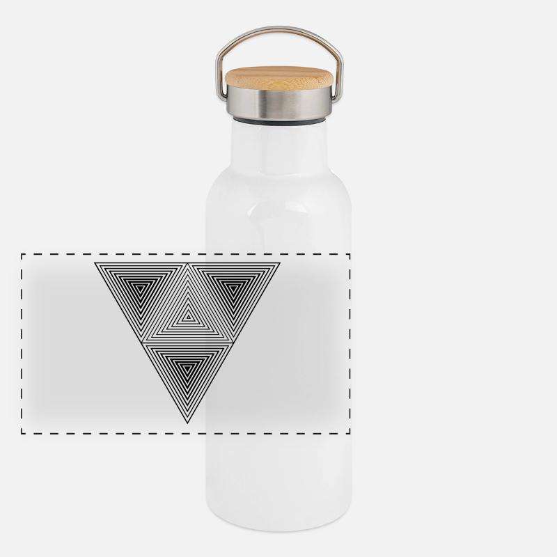 Optical illusion (Hipster Dreick) B&w Art Panorama Thermosflasche mit Bambusdeckel