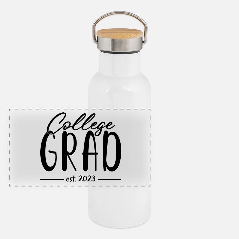 College Grad Est. 2023 Soirée de remise des diplômes Gourde isotherme avec bouchon en bambou