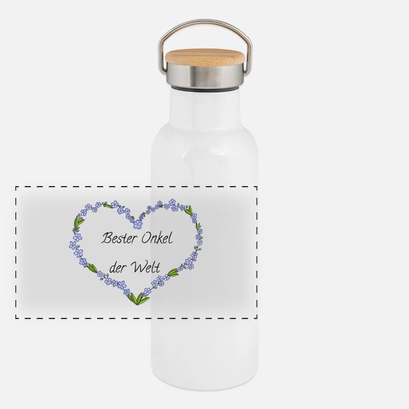 Bester Onkel der Welt Panorama Thermosflasche mit Bambusdeckel