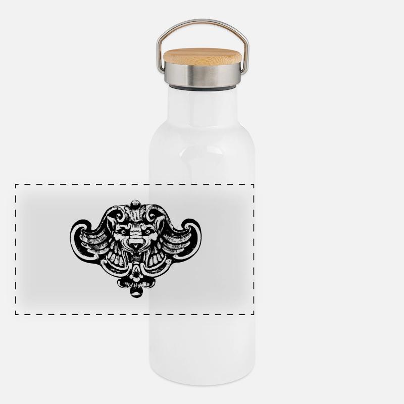 Winged lion or wolf / Chimera Panoramic Thermal Bottle with Bamboo Lid