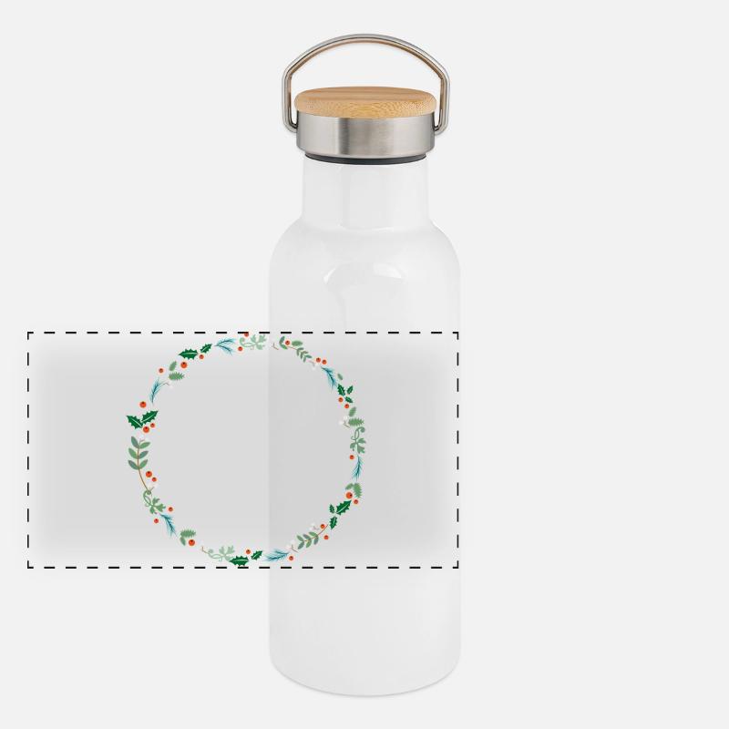 Une couronne de houx Gourde isotherme avec bouchon en bambou