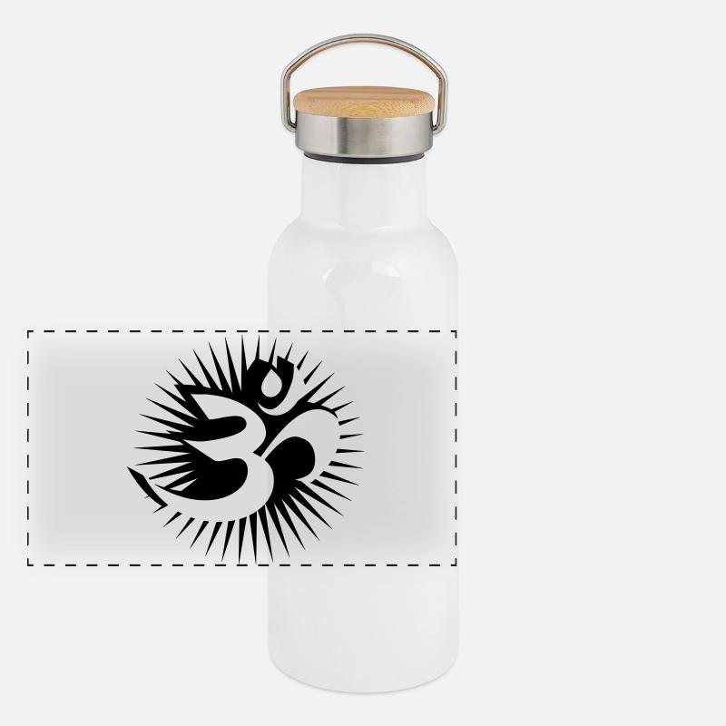 Om Symbol 3D Panorama Thermosflasche mit Bambusdeckel