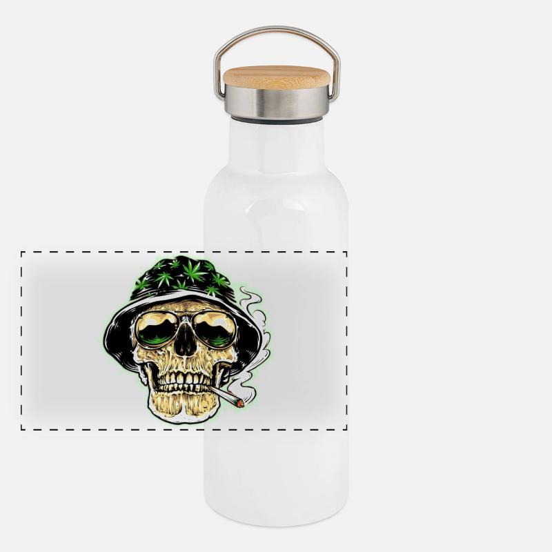 Kiff Skull Panorama Thermosflasche mit Bambusdeckel