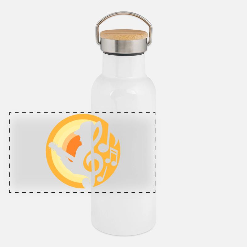 Gitarren-Spieler Panorama Thermosflasche mit Bambusdeckel