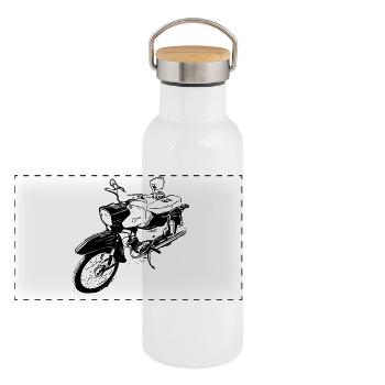 Simson Star - Panorama Thermosflasche mit Bambusdeckel - Weiß - Vorne