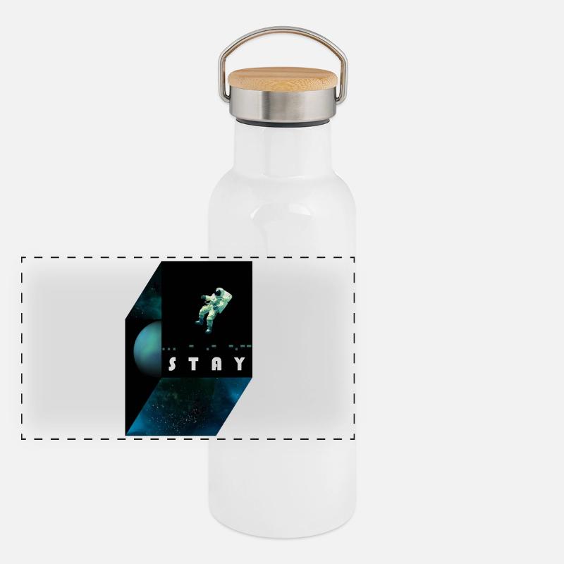 stay / morse code Panorama Thermosflasche mit Bambusdeckel