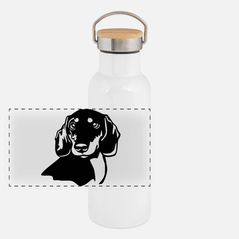 Tête de teckel Gourde isotherme avec bouchon en bambou