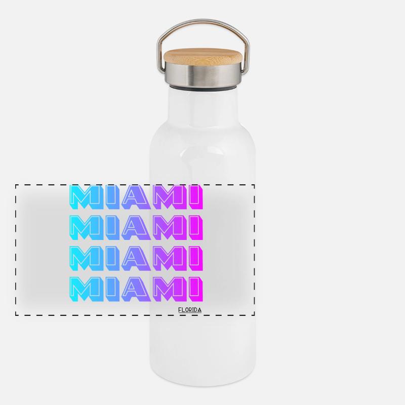 Miami Neon Gradient Pattern Panoramic Thermal Bottle with Bamboo Lid
