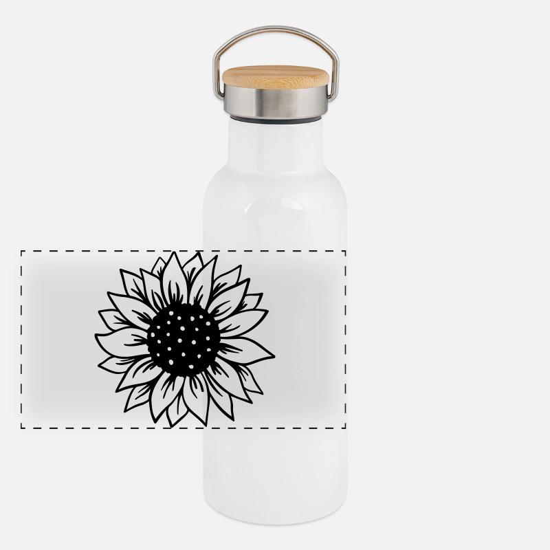 Sonnenblume Panorama Thermosflasche mit Bambusdeckel