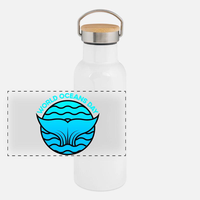 World Oceans Day Panoramic Thermal Bottle with Bamboo Lid