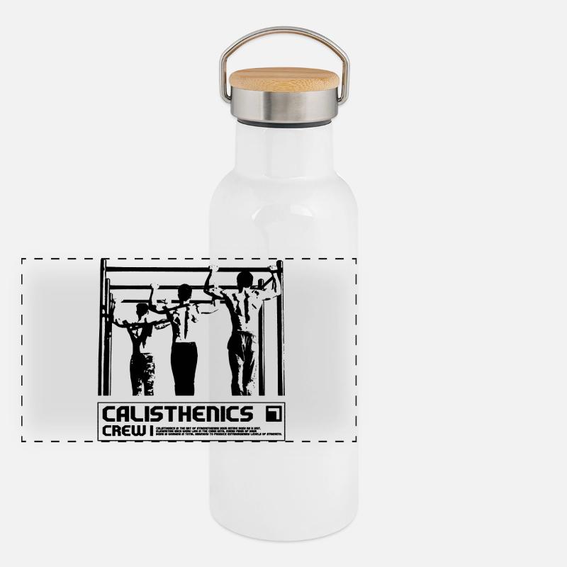 Calisthenics Crew Synchron Pull-Up Design Panorama Thermosflasche mit Bambusdeckel