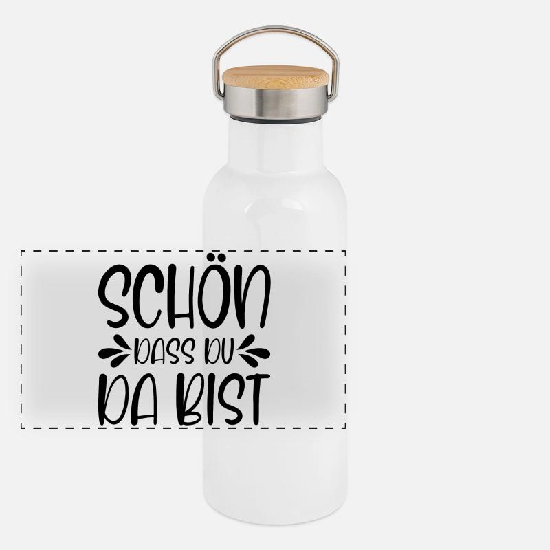 Schön dass du da bist Panorama Thermosflasche mit Bambusdeckel