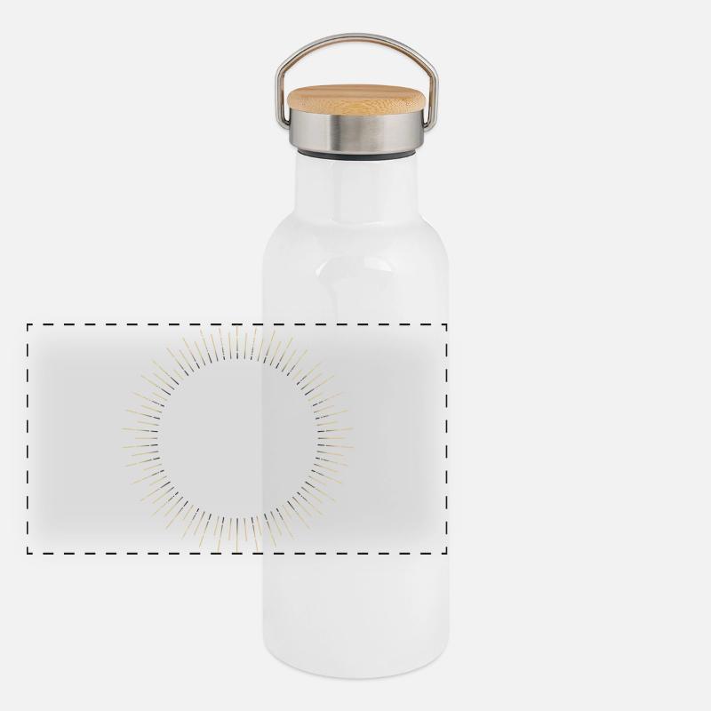 Golden Sun Ring Ray Frame Panoramic Thermal Bottle with Bamboo Lid