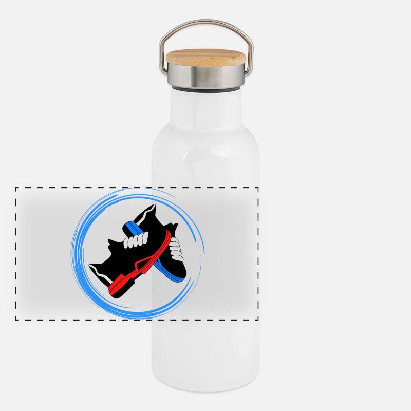 Schuhe Panorama Thermosflasche mit Bambusdeckel