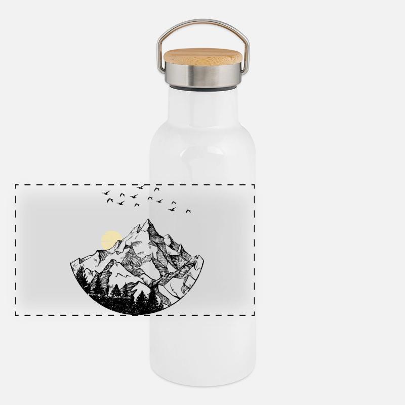 Fragmentierte Sonne über dem Nachthimmel Panorama Thermosflasche mit Bambusdeckel