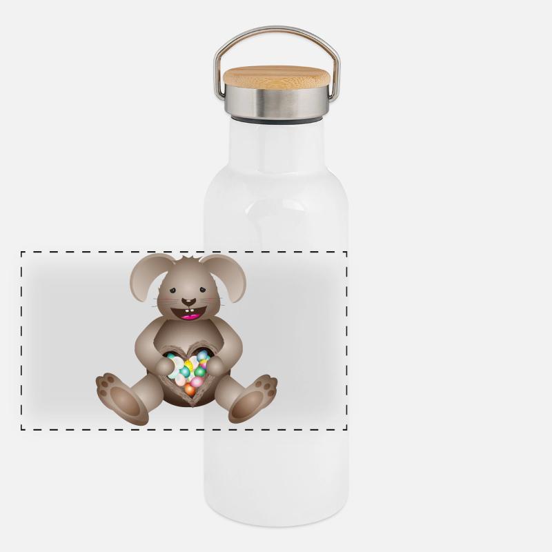 Easter with heart and Easter nest full of Easter eggs Panoramic Thermal Bottle with Bamboo Lid