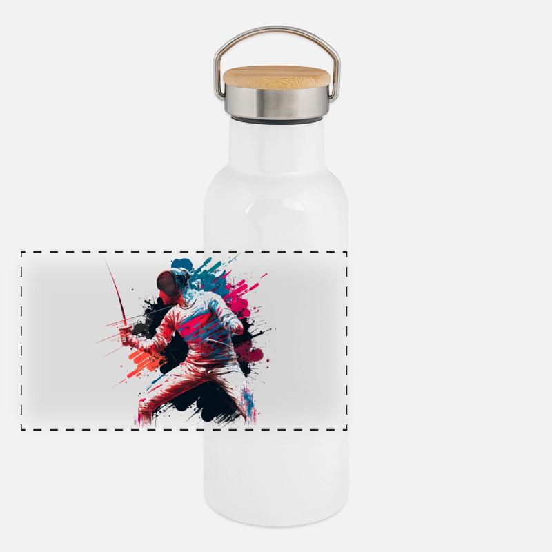 Couleur Explosif Escrimeur Graffiti Gourde isotherme avec bouchon en bambou