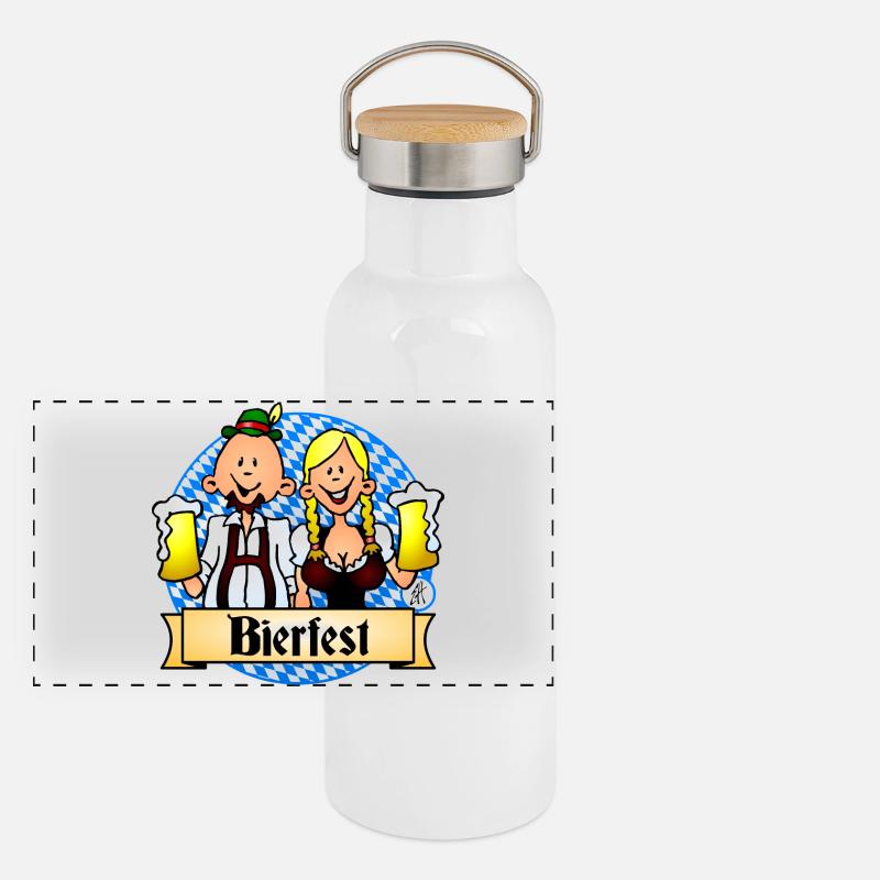 Bierfest Celebratory Design Panoramic Thermal Bottle with Bamboo Lid