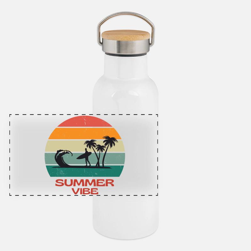 surf, surfeur, surfer, surfing Gourde isotherme avec bouchon en bambou