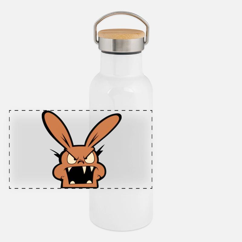 angry rabbit Panoramic Thermal Bottle with Bamboo Lid