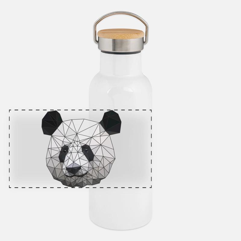 Polygonal Panda Bear Low Poly Art Triangle Shapes Gourde isotherme avec bouchon en bambou