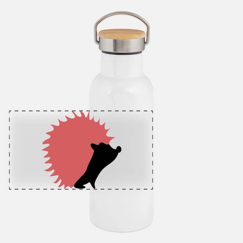 Herbst Igel Panorama Thermosflasche mit Bambusdeckel